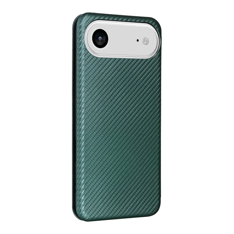 Funda de Aire para iPhone 17 con Textura de Fibra de Carbono Resistente a Caídas, Cubierta de Teléfono de Cuero PU - Verde
