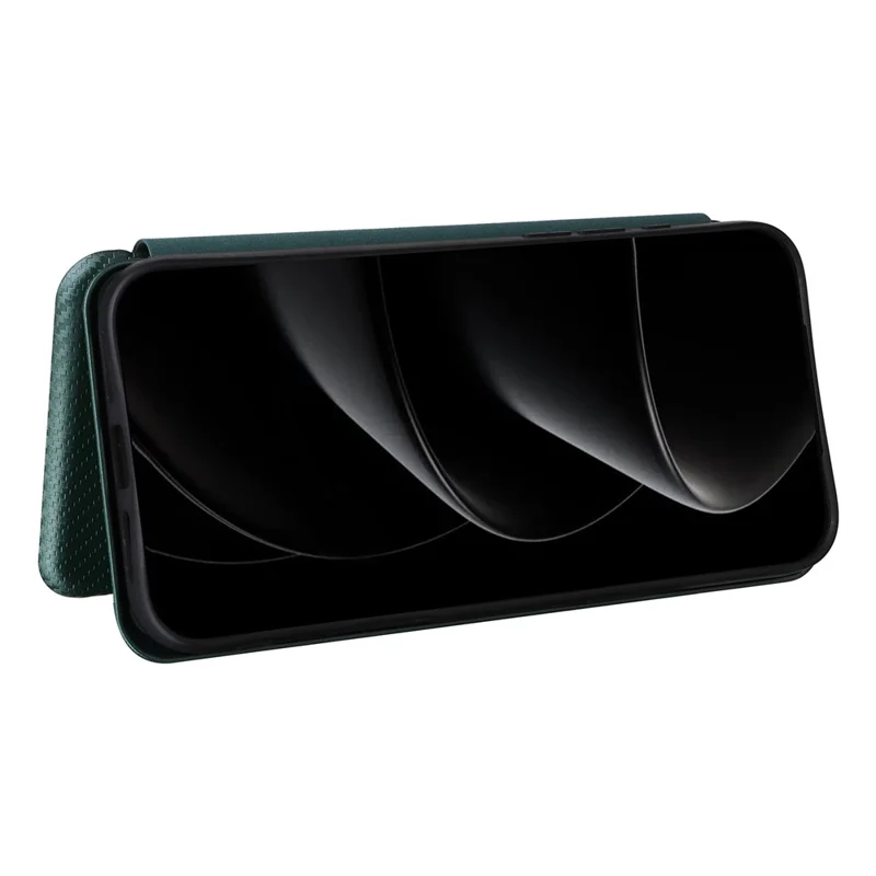 For iPhone 17 Pro Case Carbon Fiber Texture Drop-Proof PU Leather Phone Cover - Green
