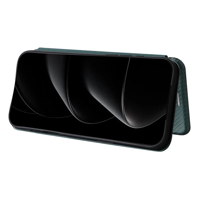 For iPhone 17 Pro Case Carbon Fiber Texture Drop-Proof PU Leather Phone Cover - Green