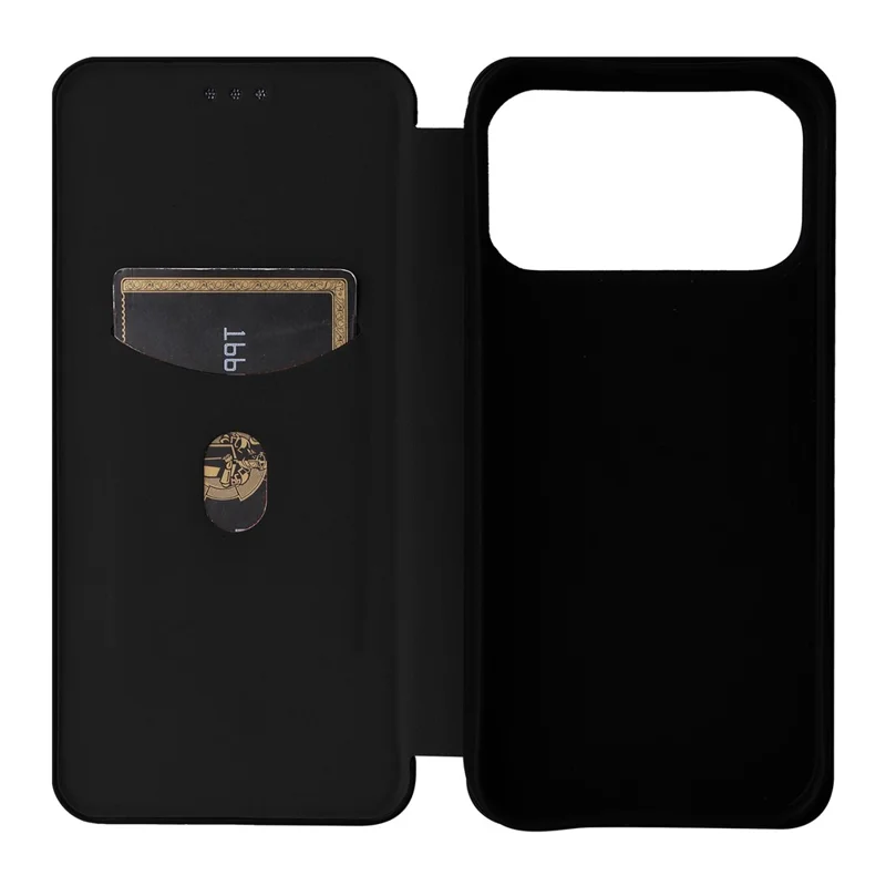 For iPhone 17 Pro Case Carbon Fiber Texture Drop-Proof PU Leather Phone Cover - Black