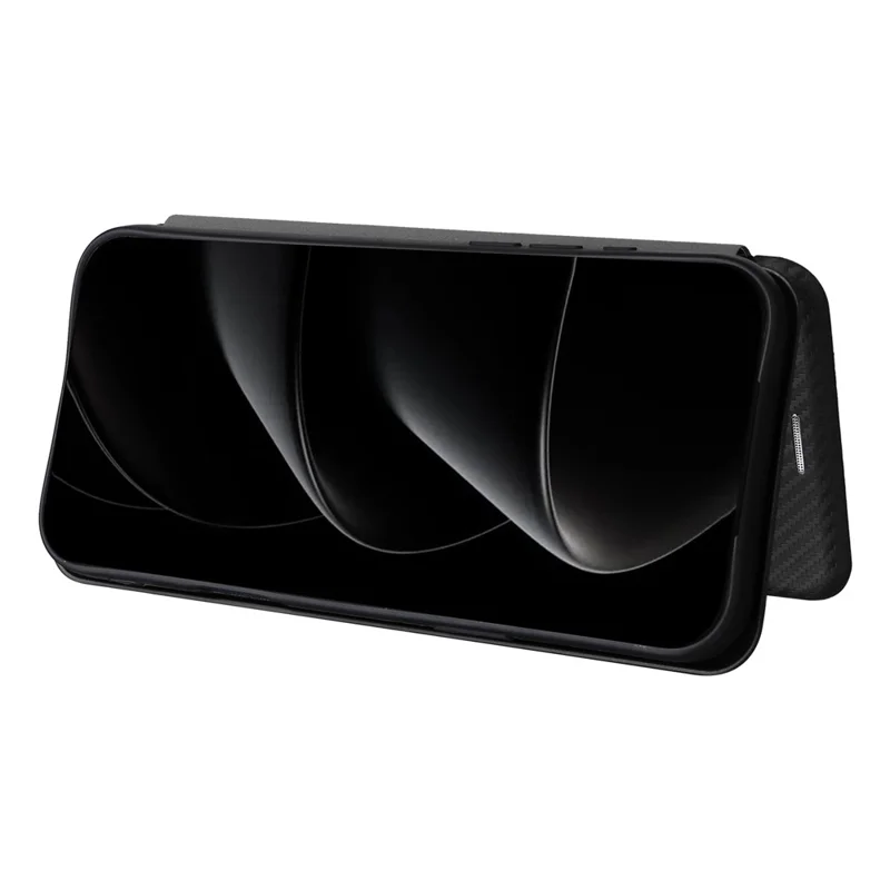 For iPhone 17 Pro Case Carbon Fiber Texture Drop-Proof PU Leather Phone Cover - Black
