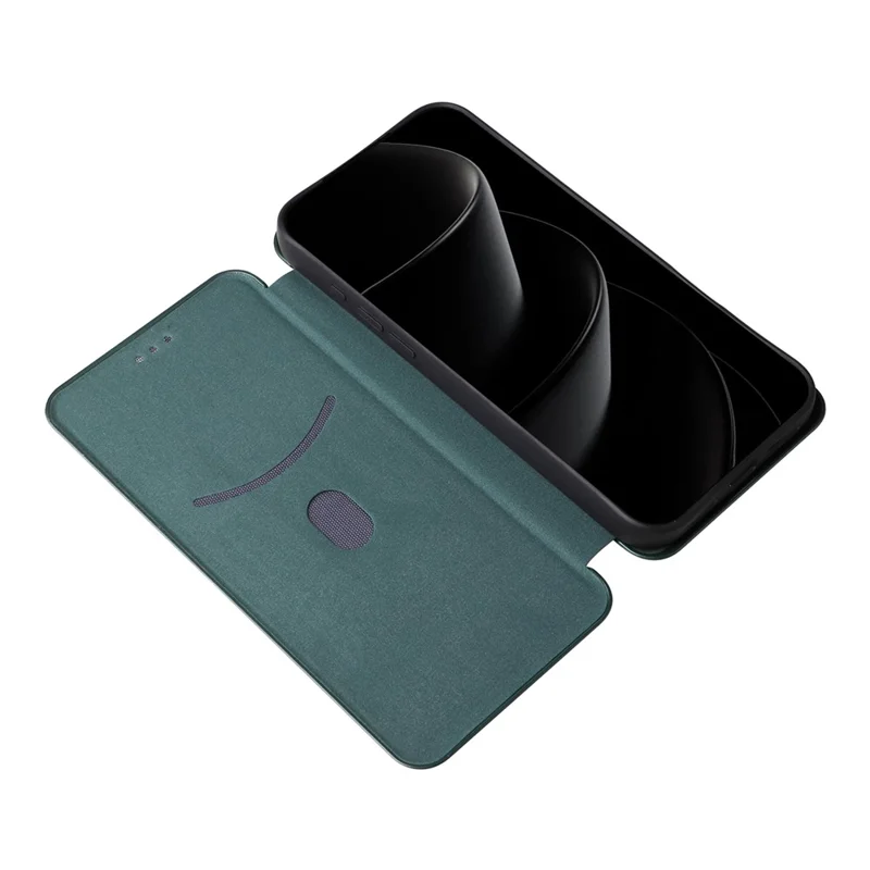 For iPhone 17 Pro Max Case Carbon Fiber Texture Drop-Proof PU Leather Phone Cover - Green