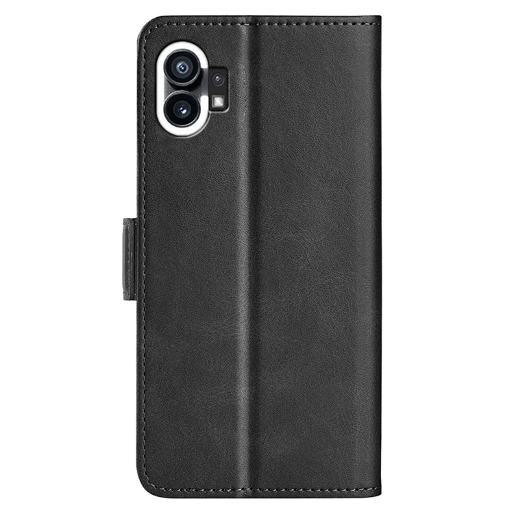 Para Nada de Teléfono (1) 5G Textura de Textura PU Pulo Teléfono Anti-drop Case Dual Magnetic Curo de Soporte Plegable Tapa de la Billetera - Negro