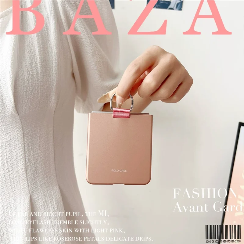 For Samsung Galaxy Z Flip7 5G Case Ring Holder Anti Drop Rubberized PC Phone Cover - Pink