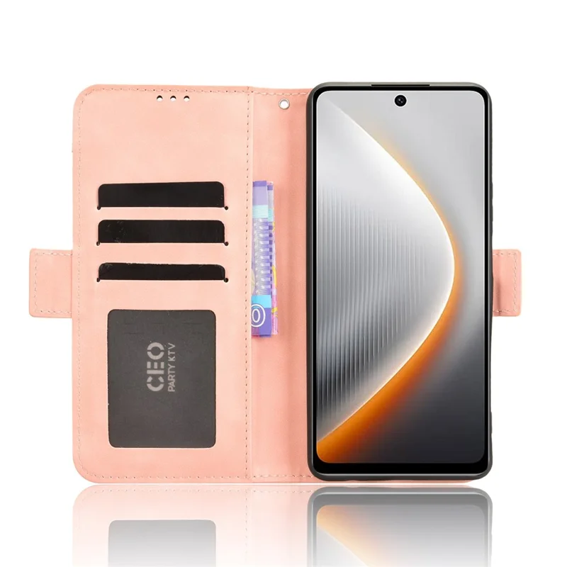Für TECNO Pova 7 4G Ledertasche Handyhülle mit mehreren Kartenfächern - Pink