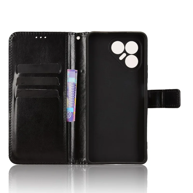Für TECNO Pova 7 4G / LJ6 Lederetui mit Riemen Crazy Horse Textur Handytasche - Schwarz