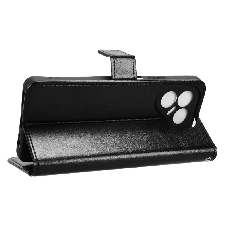 Für TECNO Pova 7 4G / LJ6 Lederetui mit Riemen Crazy Horse Textur Handytasche - Schwarz
