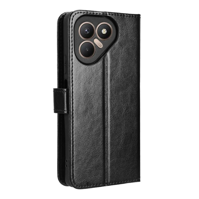 Für TECNO Pova 7 4G / LJ6 Lederetui mit Riemen Crazy Horse Textur Handytasche - Schwarz
