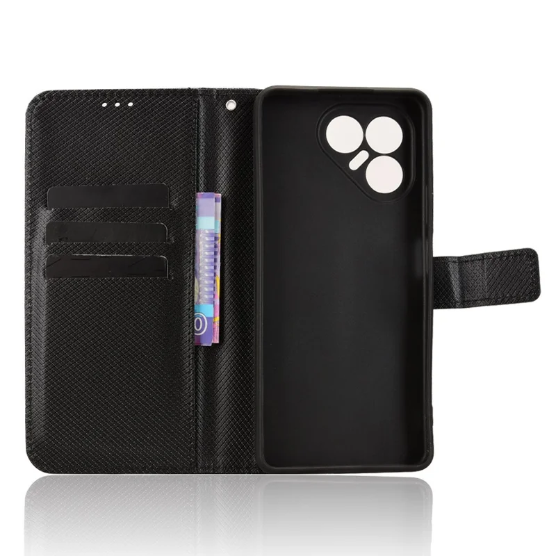Für TECNO Pova 7 4G / LJ6 Lederbrieftasche mit Riemen Diamant-Textur Handyhülle - Schwarz