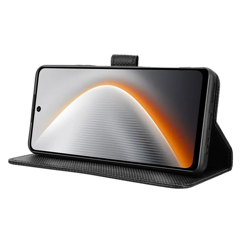 Für TECNO Pova 7 4G / LJ6 Lederbrieftasche mit Riemen Diamant-Textur Handyhülle - Schwarz