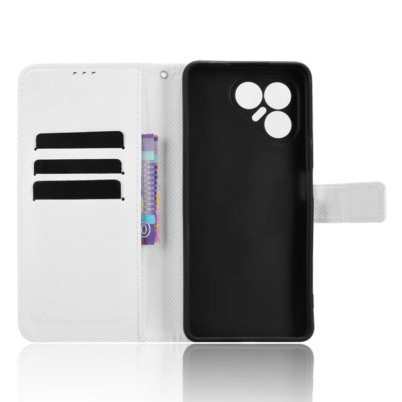 For TECNO Pova 7 4G / LJ6 Leather Wallet Case with Strap Diamond Texture Phone Cover - White
