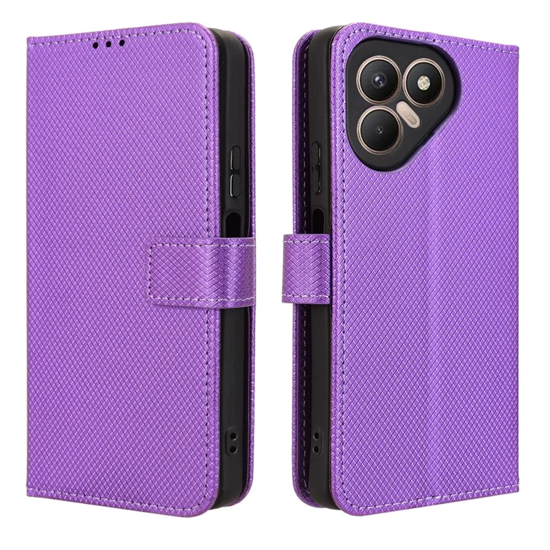 جراب محفظة من الجلد لهاتف TECNO Pova 7 4G / LJ6 مع حزام وتصميم مزخرف بنقشة الماس - أرجواني