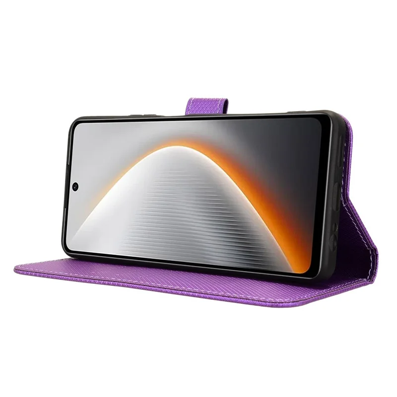 جراب محفظة من الجلد لهاتف TECNO Pova 7 4G / LJ6 مع حزام وتصميم مزخرف بنقشة الماس - أرجواني