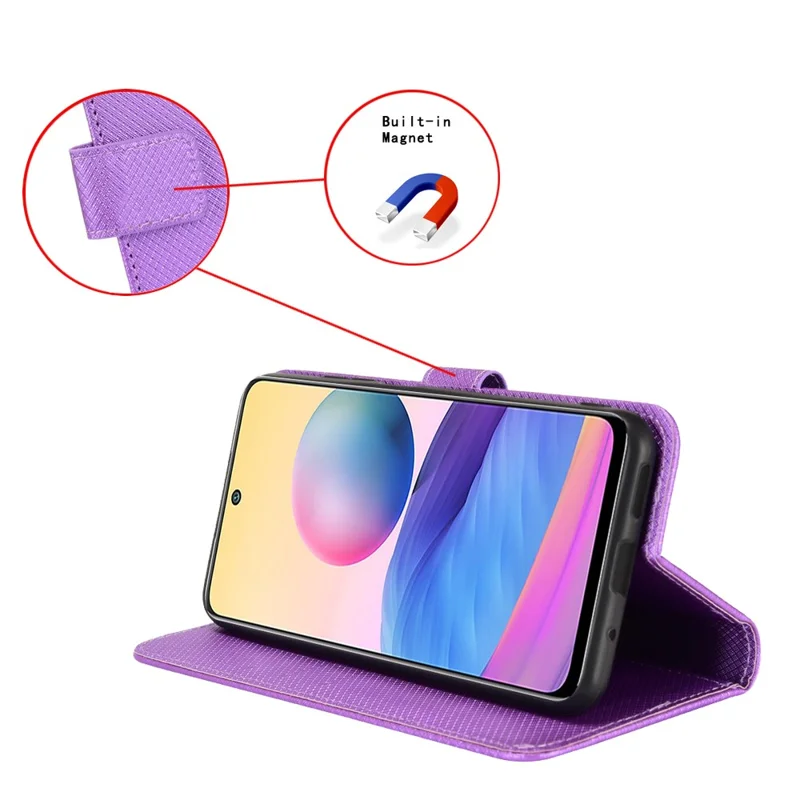جراب محفظة من الجلد لهاتف TECNO Pova 7 4G / LJ6 مع حزام وتصميم مزخرف بنقشة الماس - أرجواني