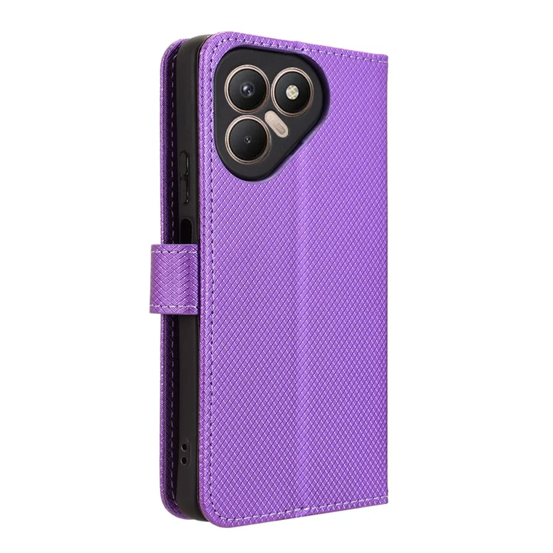 جراب محفظة من الجلد لهاتف TECNO Pova 7 4G / LJ6 مع حزام وتصميم مزخرف بنقشة الماس - أرجواني