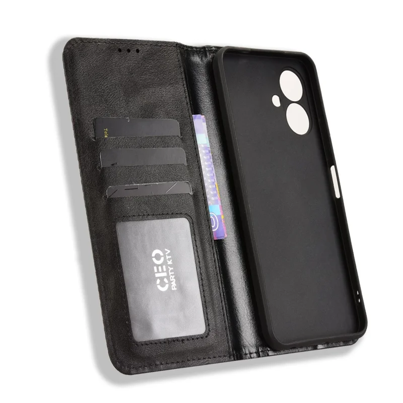 Per TECNO Spark Go 2 4G / KM4 Custodia in pelle Portafoglio Stand Texture retrò Custodia per telefono - Nero