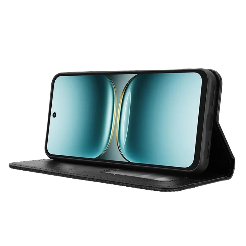 Per TECNO Spark Go 2 4G / KM4 Custodia in pelle Portafoglio Stand Texture retrò Custodia per telefono - Nero