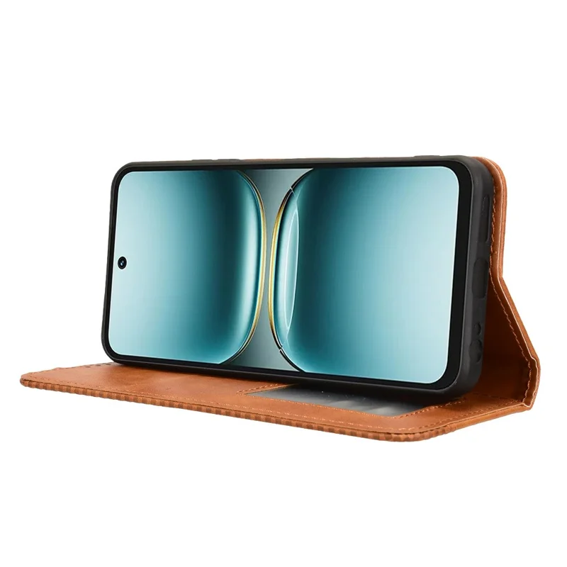 For TECNO Spark Go 2 4G / KM4 Leather Case Wallet Stand Retro Texture Phone Cover - Brown