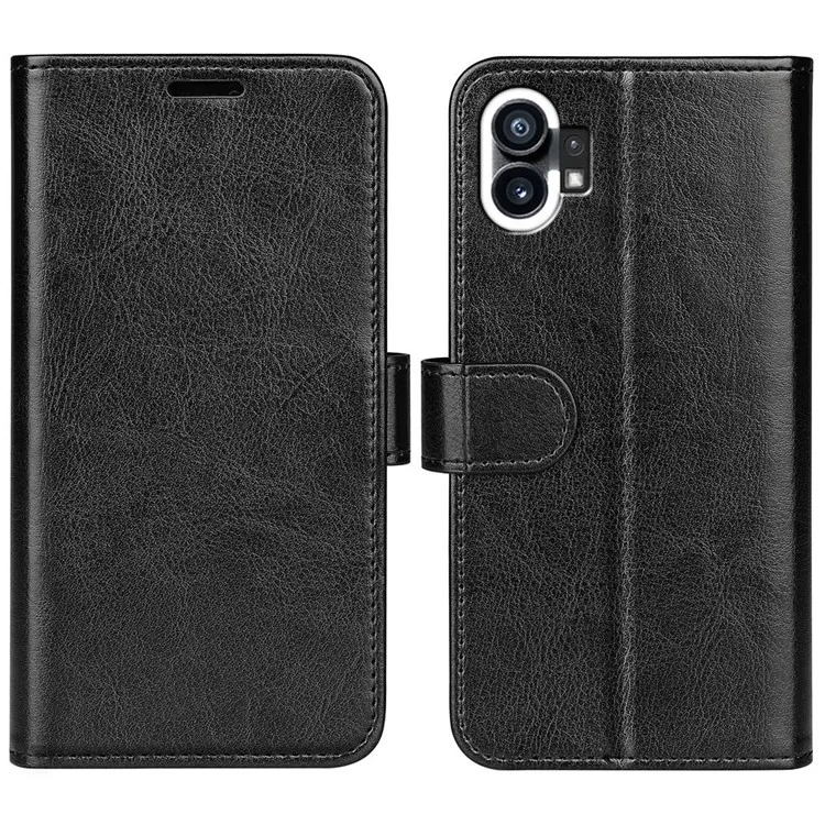 Cubierta Anti-drop de Cuero PU Para Nada de Teléfono (1) 5G, Crazy Horse Texture Case a Prueba de Choque Con Billetera de Soporte - Negro