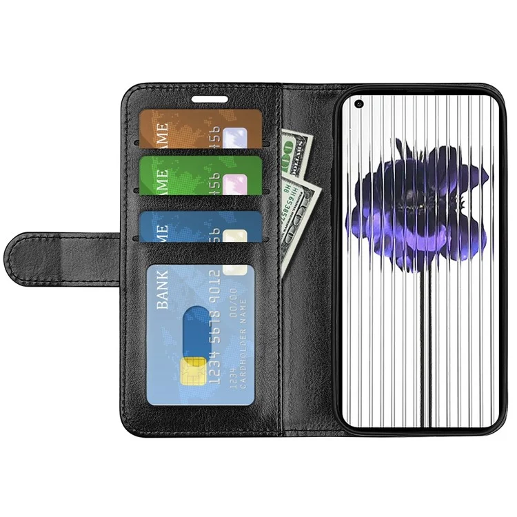 Cubierta Anti-drop de Cuero PU Para Nada de Teléfono (1) 5G, Crazy Horse Texture Case a Prueba de Choque Con Billetera de Soporte - Negro