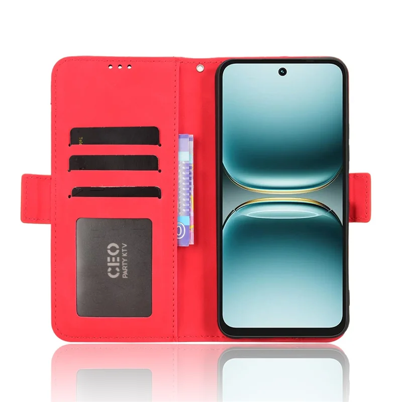 For TECNO Spark Go 2 4G / KM4 Leather Case Phone Wallet Cover with Multiple Card Slots - Red