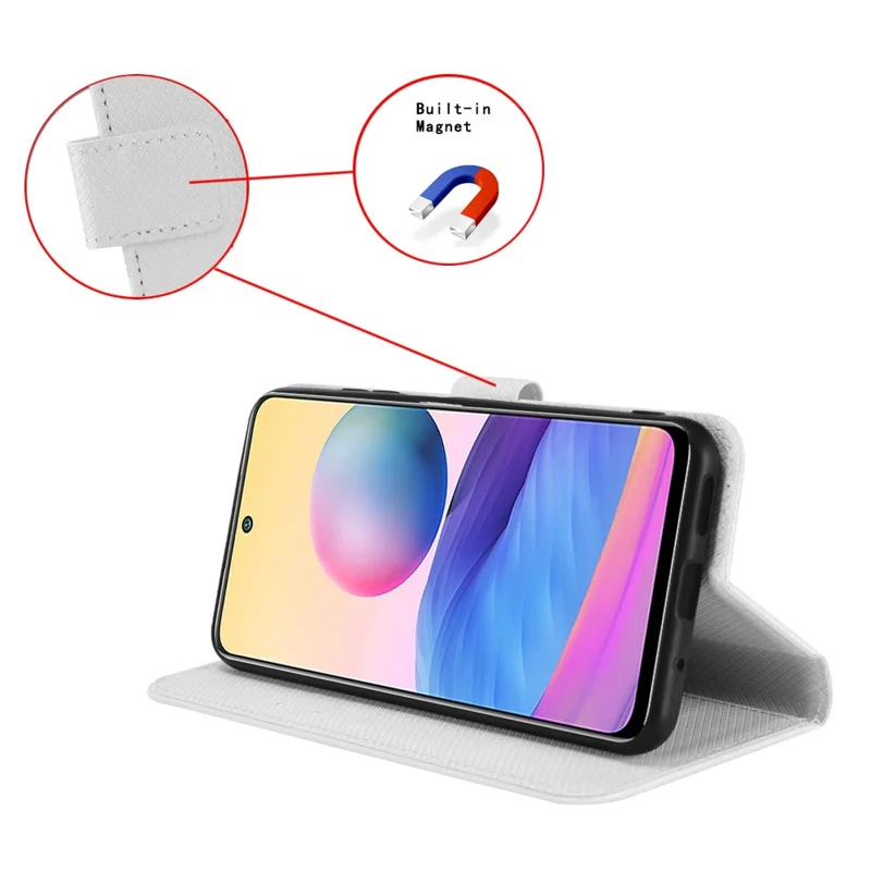 For TECNO Spark Go 2 4G / KM4 Leather Wallet Case with Strap Diamond Texture Phone Cover - White