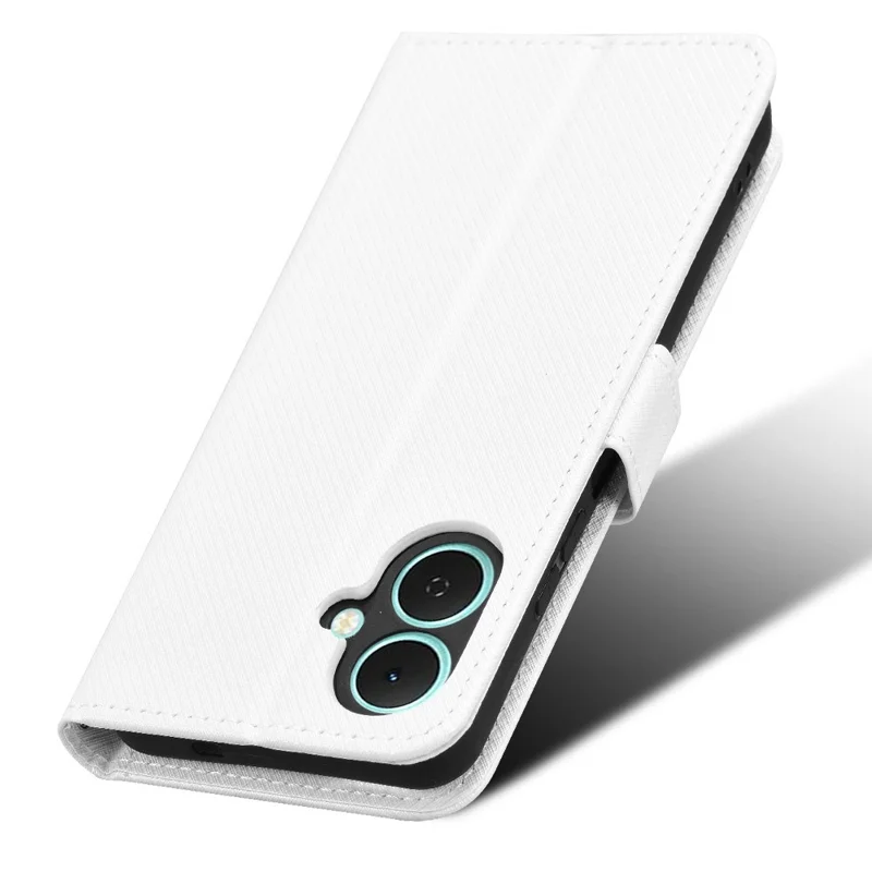 For TECNO Spark Go 2 4G / KM4 Leather Wallet Case with Strap Diamond Texture Phone Cover - White