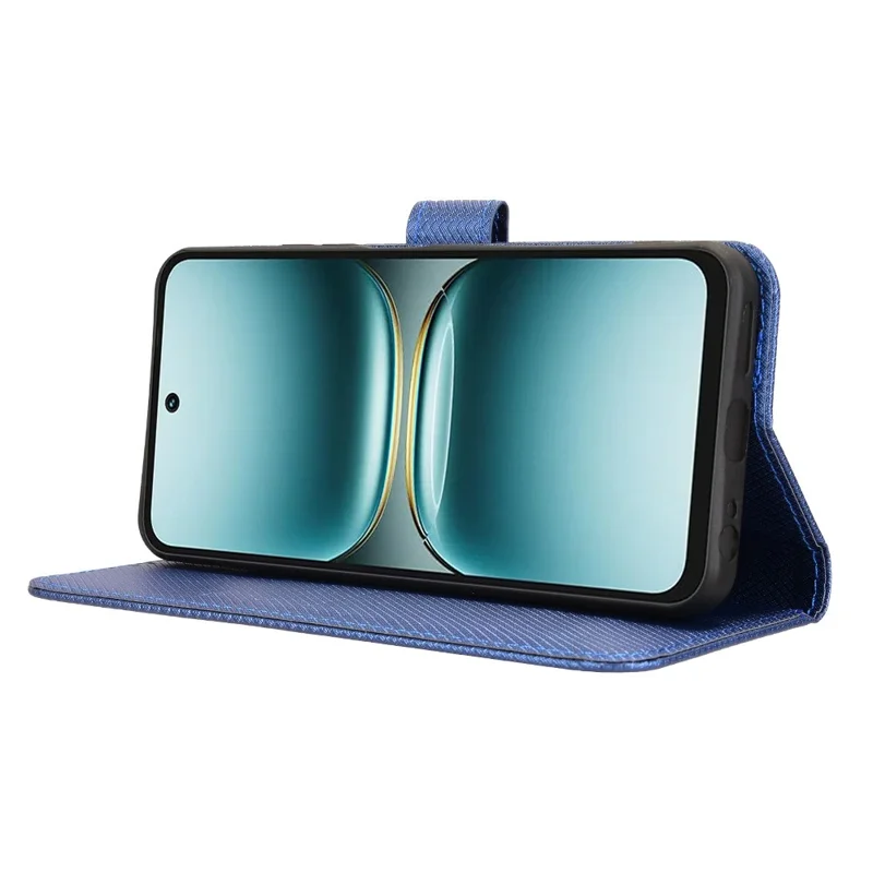 For TECNO Spark Go 2 4G / KM4 Leather Wallet Case with Strap Diamond Texture Phone Cover - Blue