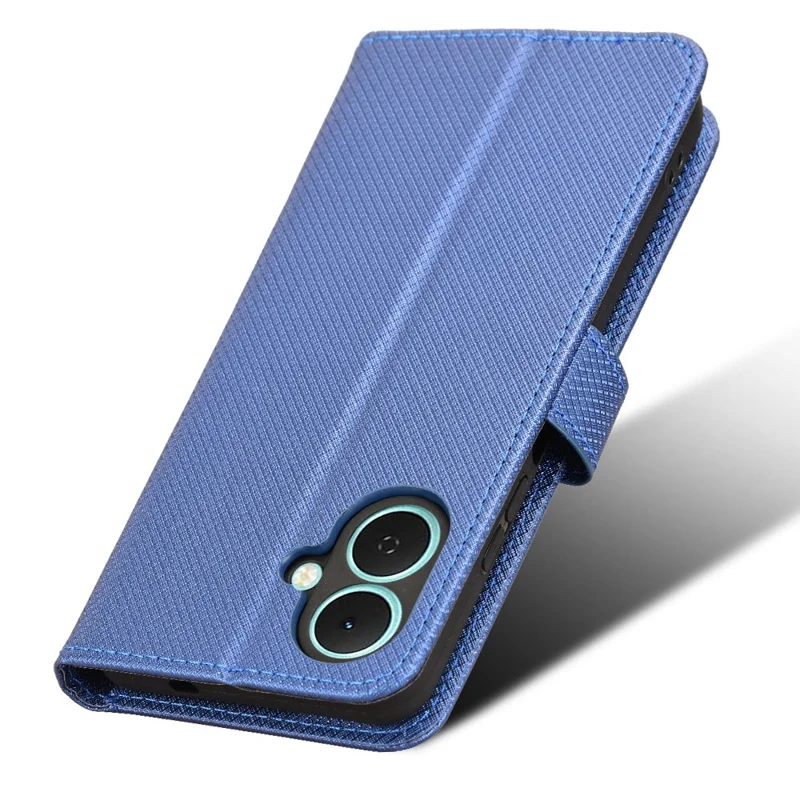 For TECNO Spark Go 2 4G / KM4 Leather Wallet Case with Strap Diamond Texture Phone Cover - Blue