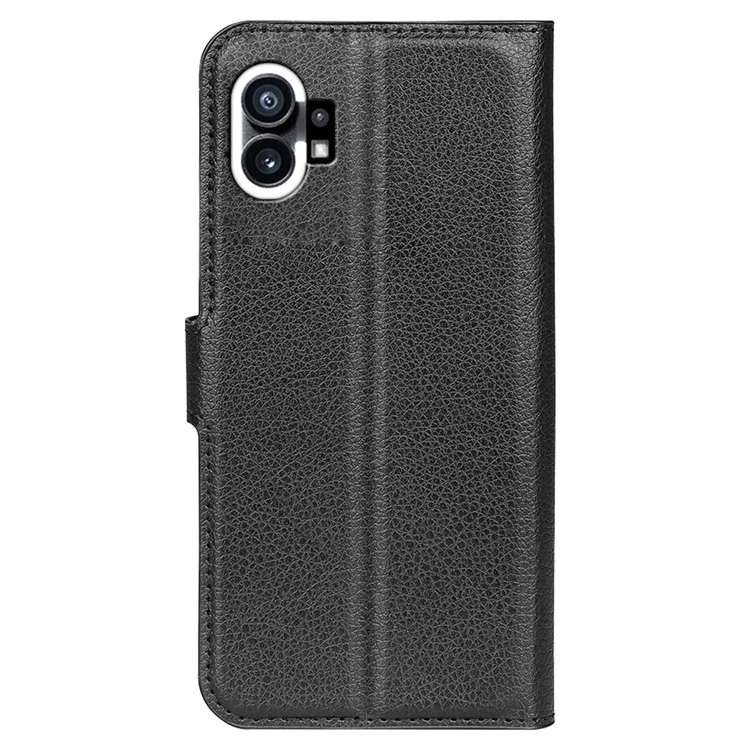For Nothing phone (1) 5G Litchi Texture PU Leather Full Protection Case Flip Stand Wallet Phone Cover - Black