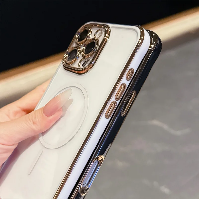 For iPhone 16 Pro Magnetic Case TPU Acrylic Phone Cover with Detachable Lens Frame - Dark Purple