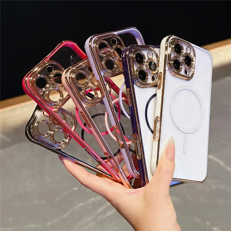 For iPhone 16 Pro Magnetic Case TPU Acrylic Phone Cover with Detachable Lens Frame - Dark Purple