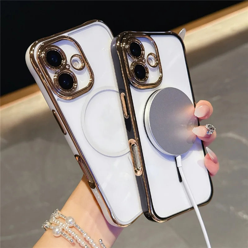 For iPhone 16 Magnetic Case TPU Acrylic Phone Cover with Detachable Lens Frame - Dark Purple