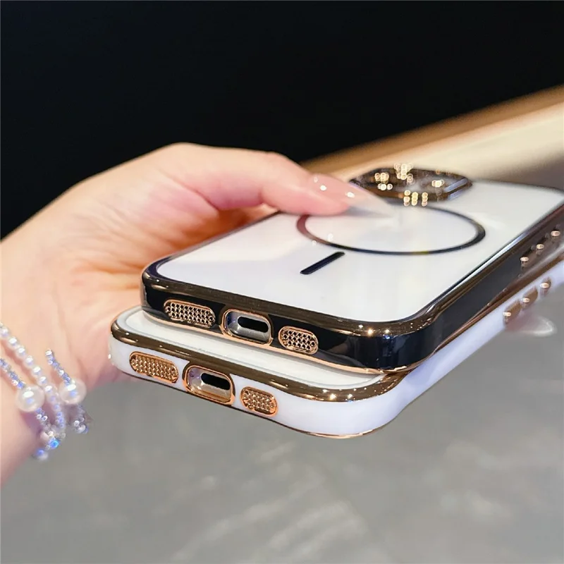 For iPhone 16 Magnetic Case TPU Acrylic Phone Cover with Detachable Lens Frame - Dark Purple