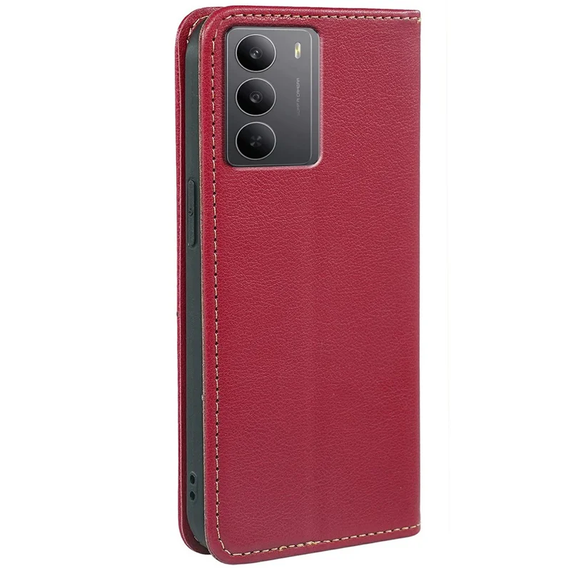 For Realme V60 Pro 5G  /  14x (India) 5G Case Wallet RFID Blocking Leather Phone Cover Strong Magnetic Closure - Red