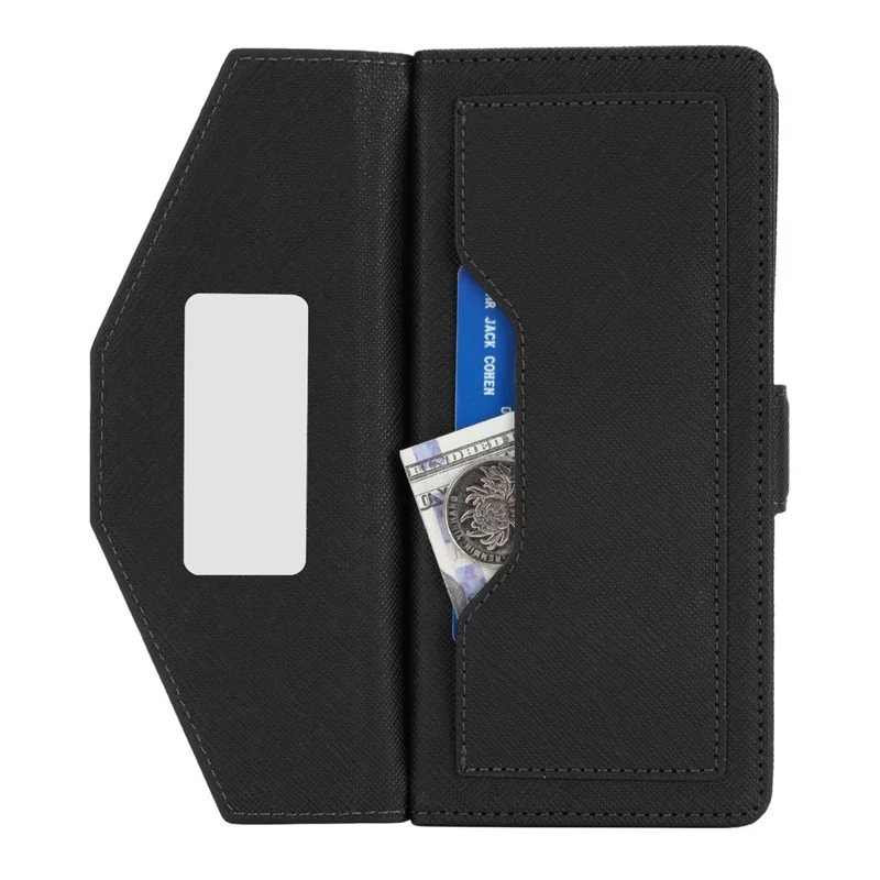 For Sony Xperia 10 IV 5G Stand Case Cross Texture PU Leather Wallet Phone Cover with Shoulder Strap  /  Makeup Mirror - Black