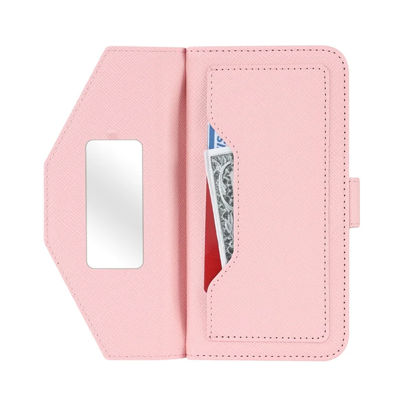 For Google Pixel 8 Stand Case Cross Texture PU Leather Wallet Phone Cover with Shoulder Strap  /  Makeup Mirror - Pink