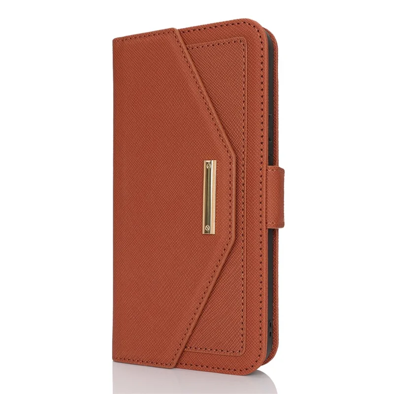 For Google Pixel 8a Stand Case Cross Texture PU Leather Wallet Phone Cover with Shoulder Strap  /  Makeup Mirror - Brown