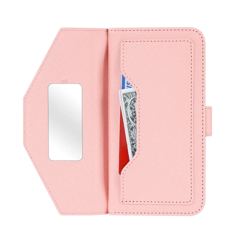 For Google Pixel 9 Pro XL Stand Case Cross Texture PU Leather Wallet Phone Cover with Shoulder Strap  /  Makeup Mirror - Pink