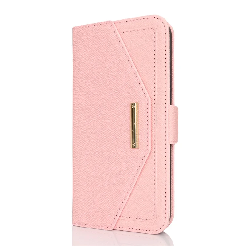 For Google Pixel 9 Pro XL Stand Case Cross Texture PU Leather Wallet Phone Cover with Shoulder Strap  /  Makeup Mirror - Pink