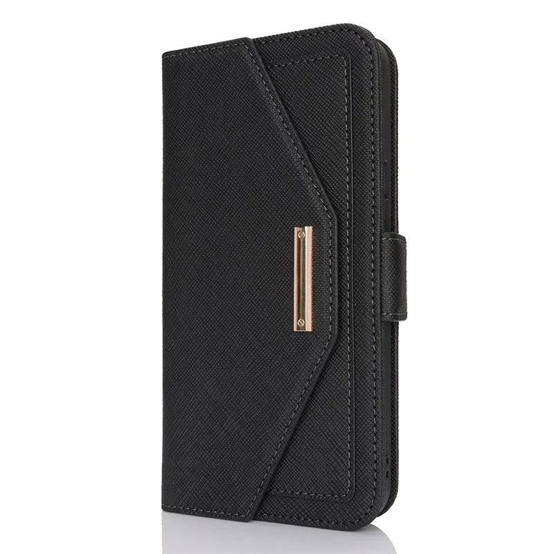 For Google Pixel 9 / 9 Pro Stand Case Cross Texture PU Leather Wallet Phone Cover with Shoulder Strap  /  Makeup Mirror - Black