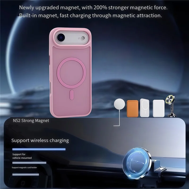 For iPhone Air Magnetic Case Skin Touch TPU Acrylic Phone Back Cover - Pink
