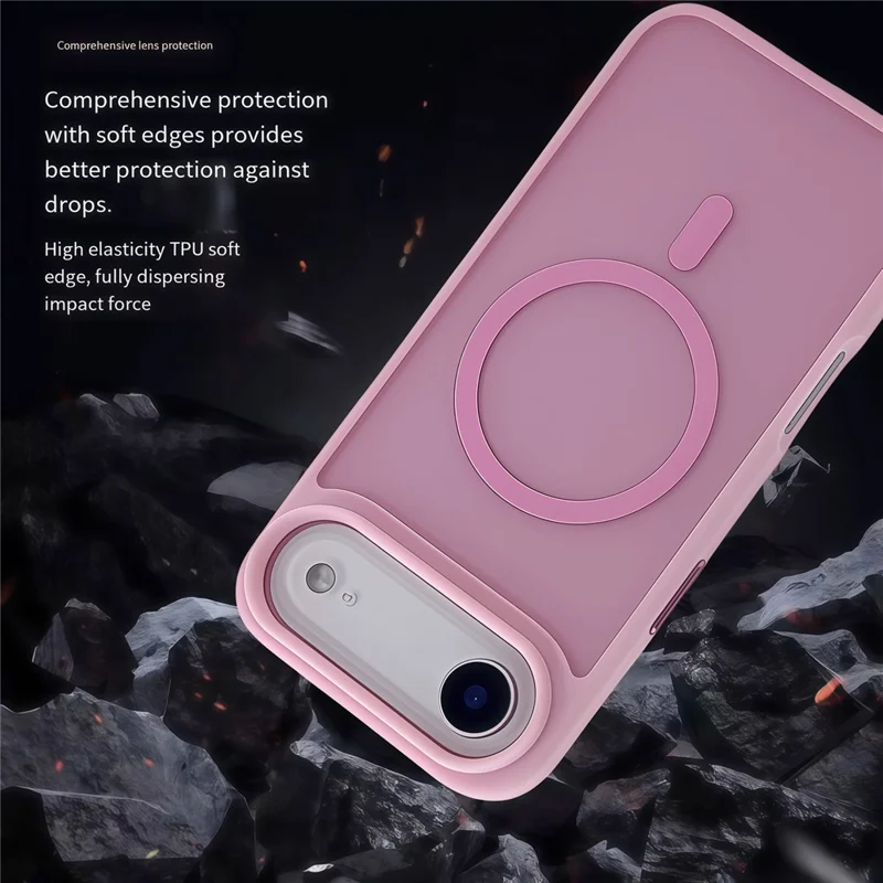 For iPhone Air Magnetic Case Skin Touch TPU Acrylic Phone Back Cover - Pink