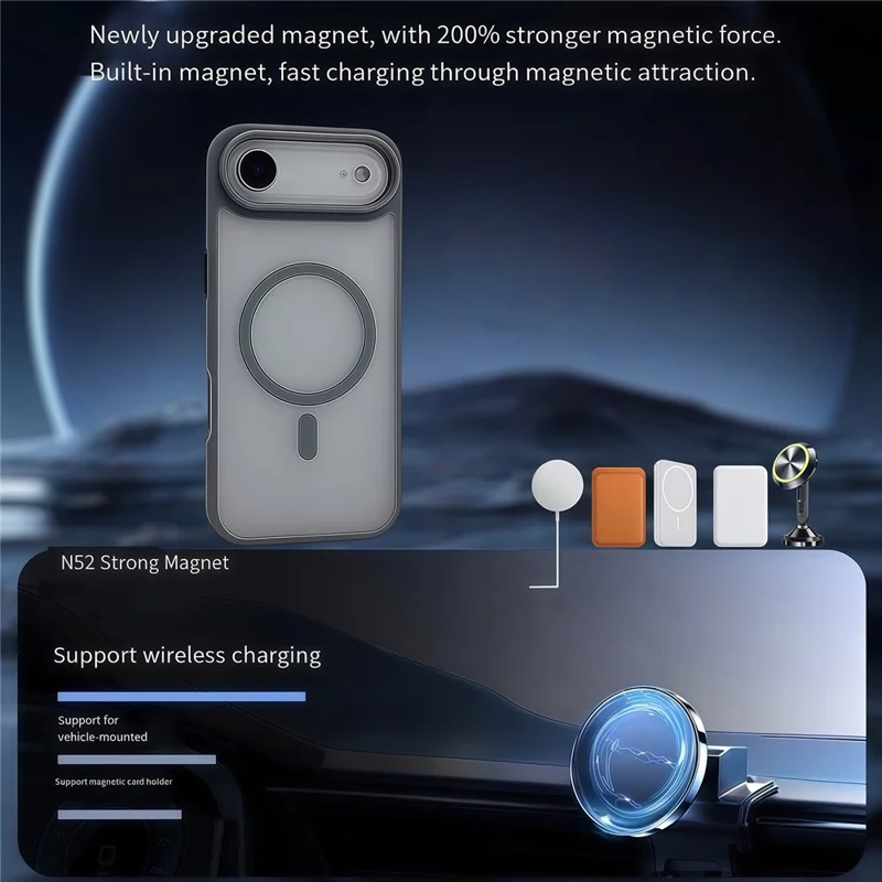 For iPhone Air Magnetic Case Skin Touch TPU Acrylic Phone Back Cover - Grey