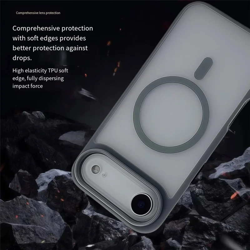 For iPhone Air Magnetic Case Skin Touch TPU Acrylic Phone Back Cover - Grey