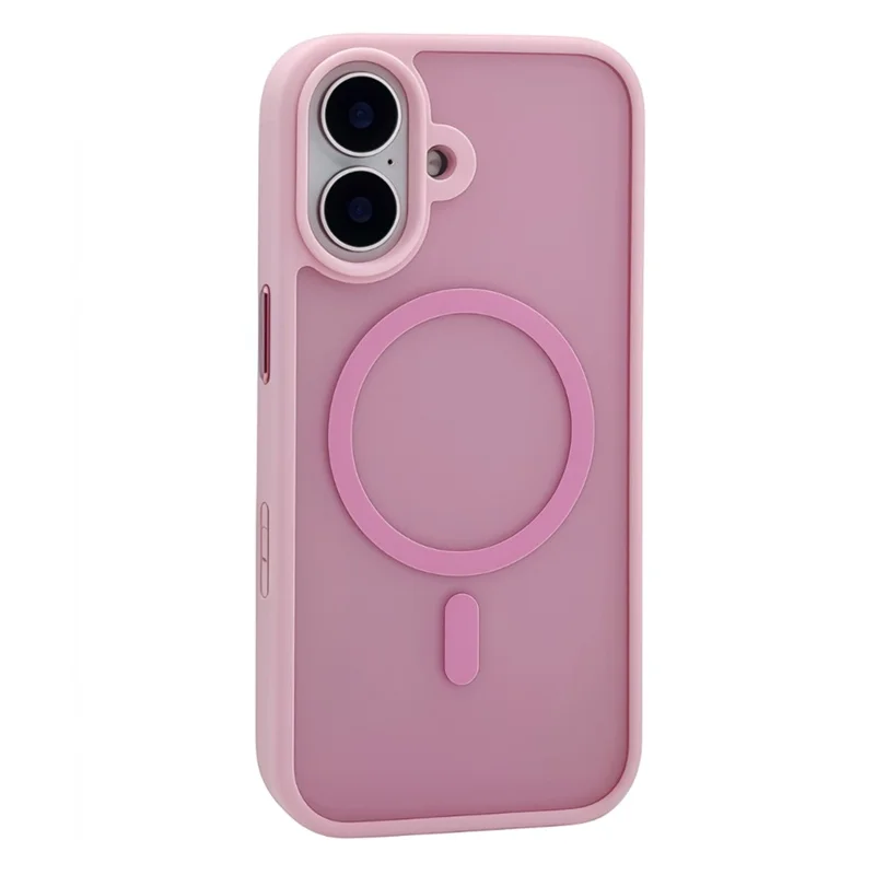 For iPhone 17 Magnetic Case Skin Touch TPU Acrylic Phone Back Cover - Pink