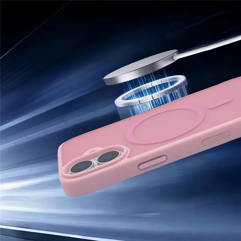 For iPhone 17 Magnetic Case Skin Touch TPU Acrylic Phone Back Cover - Pink
