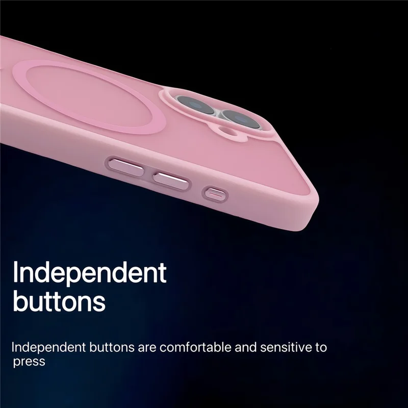 For iPhone 17 Magnetic Case Skin Touch TPU Acrylic Phone Back Cover - Pink