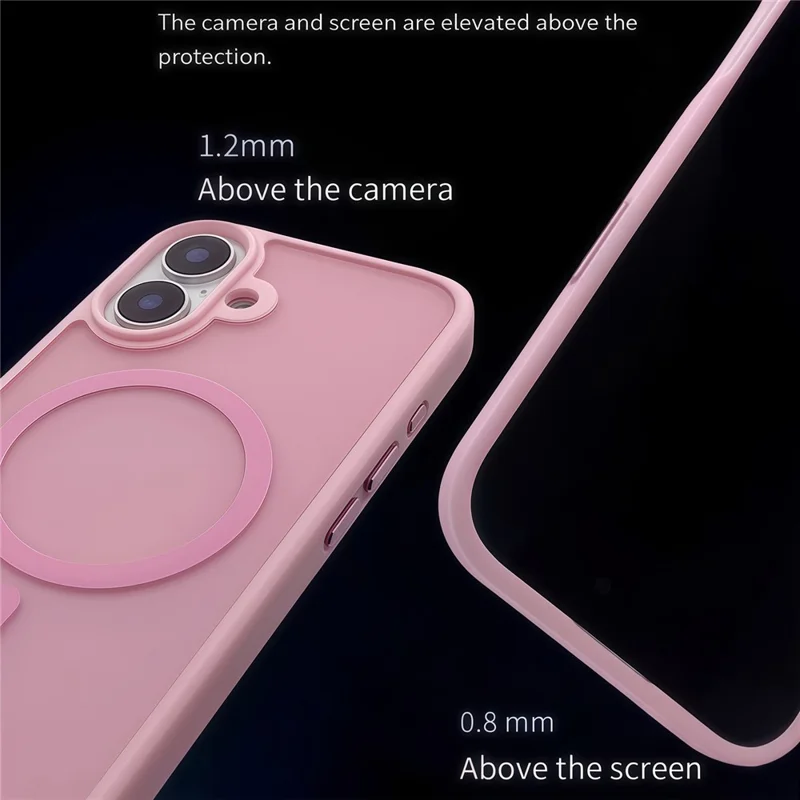For iPhone 17 Magnetic Case Skin Touch TPU Acrylic Phone Back Cover - Pink