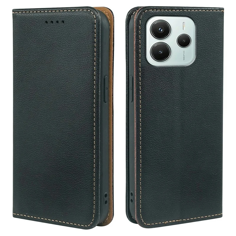 For Xiaomi Redmi Note 14 4G (164.84mm) Case Wallet RFID Blocking Leather Phone Cover Strong Magnetic Closure - Black